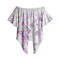 Polynesia Hammerhead Shark Off Shoulder Wrap Waist Top Tropical Flowers Tribal Pattern Lavender LT05 Purple - Polynesian Pride