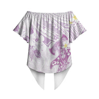 Polynesia Hammerhead Shark Off Shoulder Wrap Waist Top Tropical Flowers Tribal Pattern Lavender LT05 - Polynesian Pride