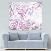 Polynesia Hammerhead Shark Tapestry Tropical Flowers Tribal Pattern Lavender