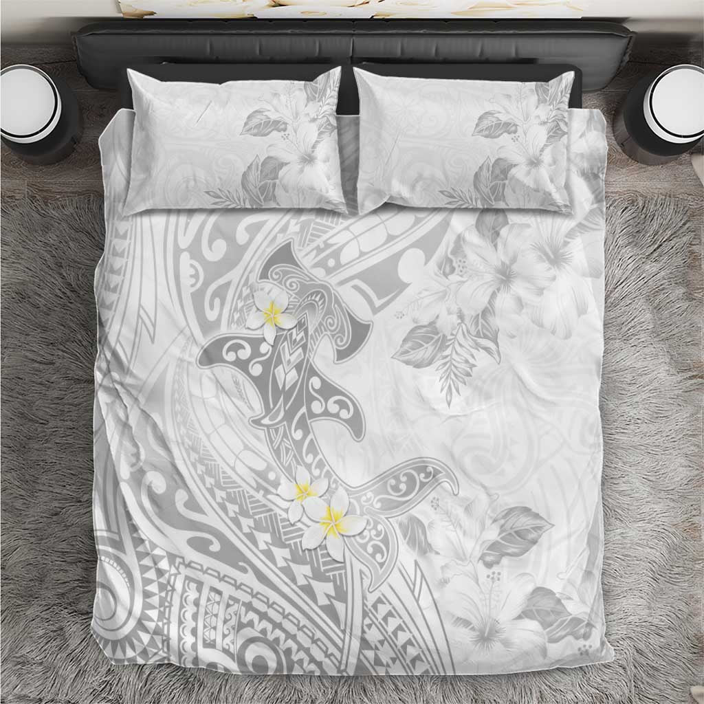 Polynesia Hammerhead Shark Bedding Set Tropical Flowers Tribal Pattern White LT05 White - Polynesian Pride