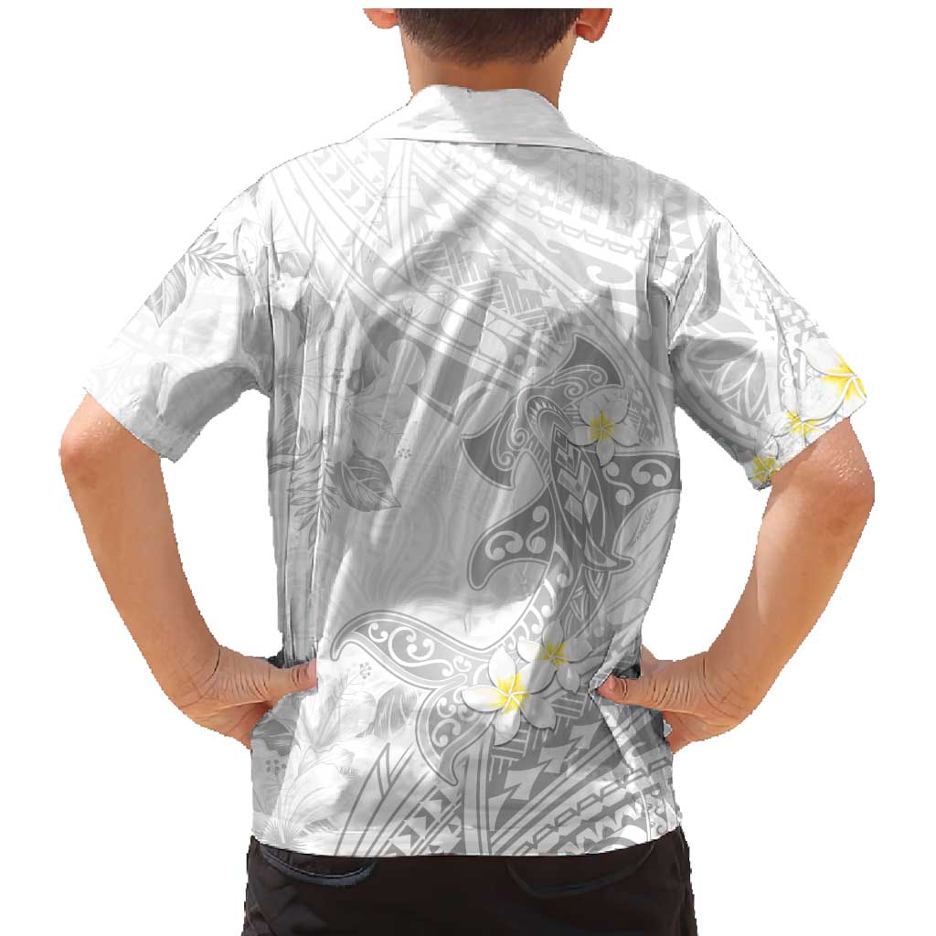 Polynesia Hammerhead Shark Family Matching Mermaid Dress and Hawaiian Shirt Tropical Flowers Tribal Pattern White LT05 - Polynesian Pride