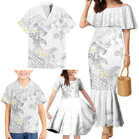 Polynesia Hammerhead Shark Family Matching Mermaid Dress and Hawaiian Shirt Tropical Flowers Tribal Pattern White LT05 - Polynesian Pride