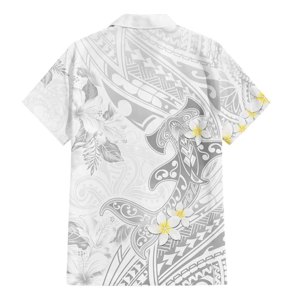 Polynesia Hammerhead Shark Family Matching Mermaid Dress and Hawaiian Shirt Tropical Flowers Tribal Pattern White LT05 - Polynesian Pride