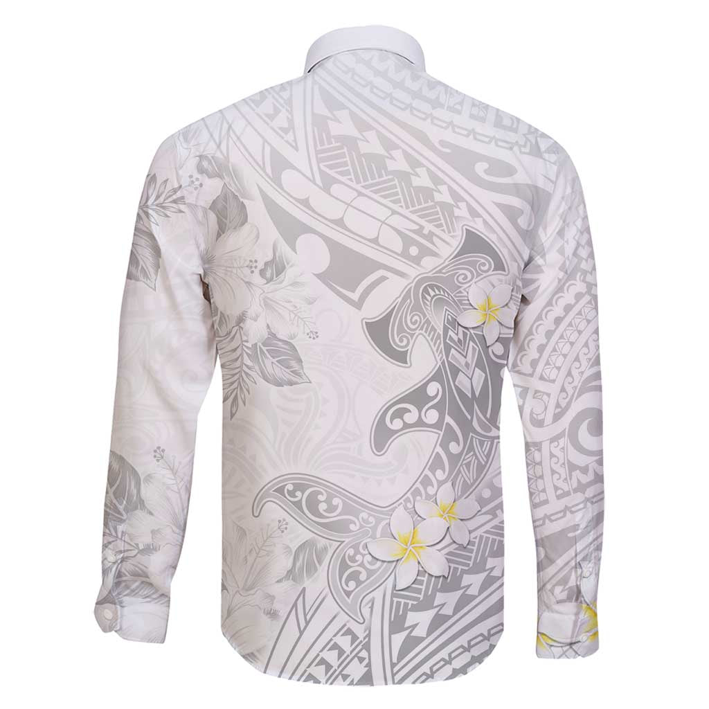 Polynesia Hammerhead Shark Family Matching Mermaid Dress and Hawaiian Shirt Tropical Flowers Tribal Pattern White LT05 - Polynesian Pride