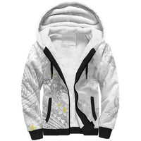 Polynesia Hammerhead Shark Sherpa Hoodie Tropical Flowers Tribal Pattern White LT05 Unisex White - Polynesian Pride