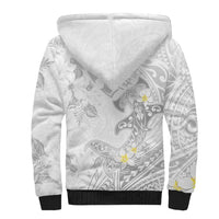 Polynesia Hammerhead Shark Sherpa Hoodie Tropical Flowers Tribal Pattern White LT05 - Polynesian Pride