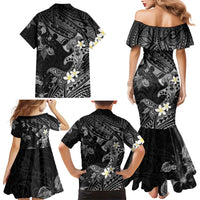 Polynesia Hammerhead Shark Family Matching Mermaid Dress and Hawaiian Shirt Tropical Flowers Tribal Pattern Black LT05 - Polynesian Pride