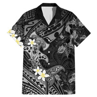 Polynesia Hammerhead Shark Family Matching Mermaid Dress and Hawaiian Shirt Tropical Flowers Tribal Pattern Black LT05 Dad's Shirt - Short Sleeve Black - Polynesian Pride