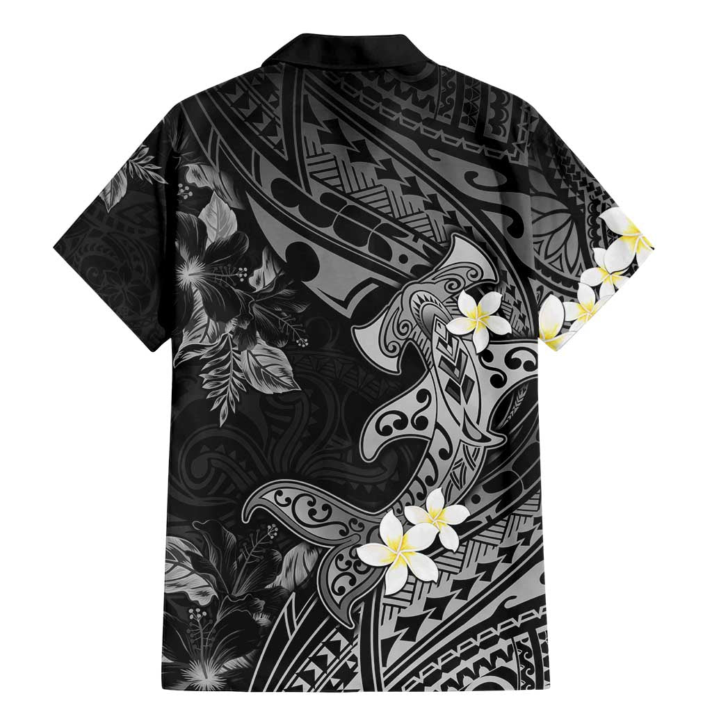 Polynesia Hammerhead Shark Family Matching Mermaid Dress and Hawaiian Shirt Tropical Flowers Tribal Pattern Black LT05 - Polynesian Pride