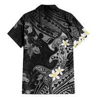 Polynesia Hammerhead Shark Family Matching Mermaid Dress and Hawaiian Shirt Tropical Flowers Tribal Pattern Black LT05 - Polynesian Pride