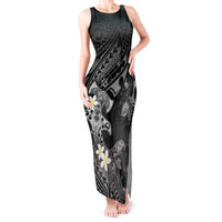 Polynesia Hammerhead Shark Tank Maxi Dress Tropical Flowers Tribal Pattern Black LT05 Women Black - Polynesian Pride