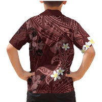 Polynesia Hammerhead Shark Family Matching Mermaid Dress and Hawaiian Shirt Tropical Flowers Tribal Pattern Oxblood LT05 - Polynesian Pride