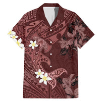 Polynesia Hammerhead Shark Family Matching Mermaid Dress and Hawaiian Shirt Tropical Flowers Tribal Pattern Oxblood LT05 Dad's Shirt - Short Sleeve Oxblood - Polynesian Pride