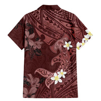 Polynesia Hammerhead Shark Family Matching Mermaid Dress and Hawaiian Shirt Tropical Flowers Tribal Pattern Oxblood LT05 - Polynesian Pride