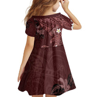 Polynesia Hammerhead Shark Family Matching Off The Shoulder Long Sleeve Dress and Hawaiian Shirt Tropical Flowers Tribal Pattern Oxblood LT05 - Polynesian Pride