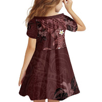 Polynesia Hammerhead Shark Family Matching Off Shoulder Maxi Dress and Hawaiian Shirt Tropical Flowers Tribal Pattern Oxblood LT05 - Polynesian Pride