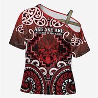Personalised New Zealand Aotearoa Cross Shoulder Shirt Te Reo Maori Ake Ake Ake - Polynesian Pride
