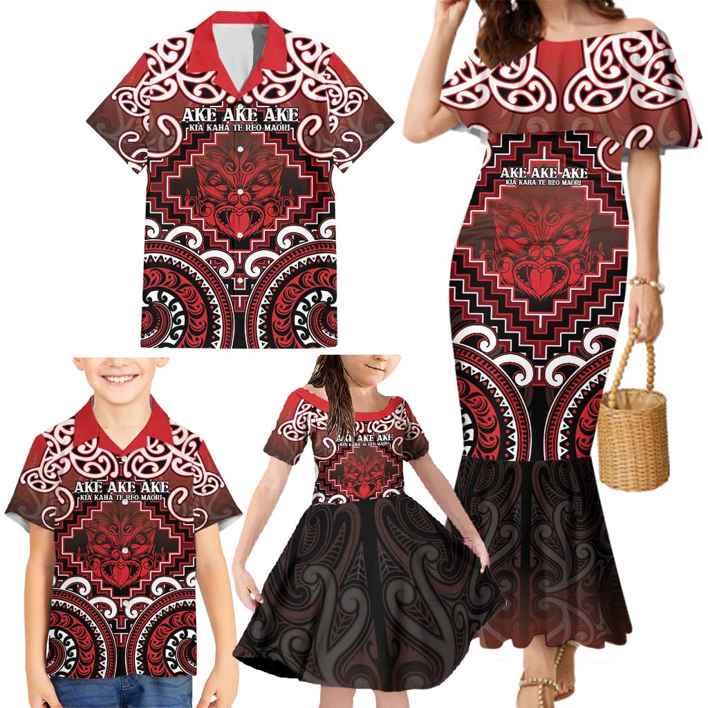Personalised New Zealand Aotearoa Family Matching Mermaid Dress and Hawaiian Shirt Te Reo Maori Ake Ake Ake LT05 - Polynesian Pride