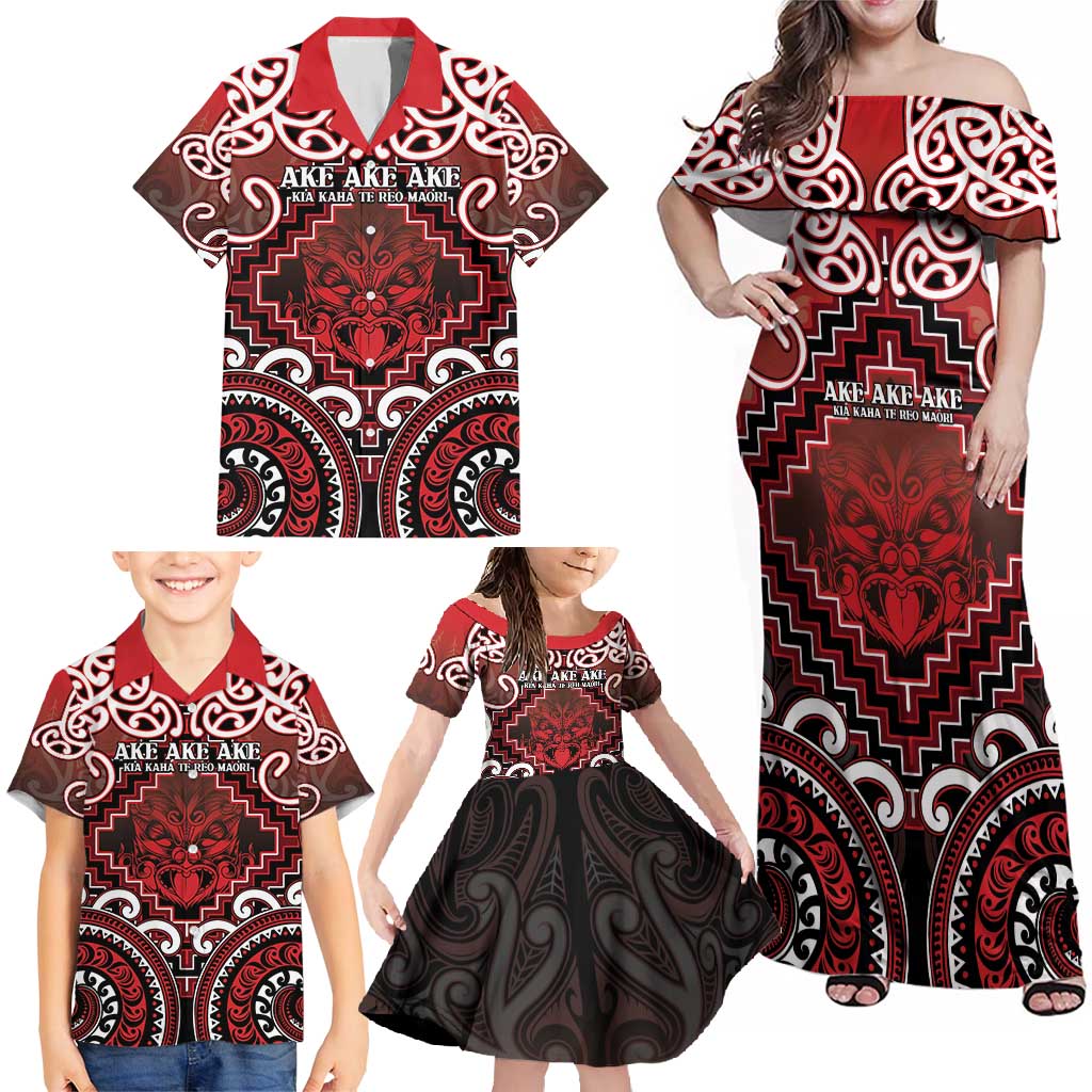 Personalised New Zealand Aotearoa Family Matching Off Shoulder Maxi Dress and Hawaiian Shirt Te Reo Maori Ake Ake Ake LT05 - Polynesian Pride