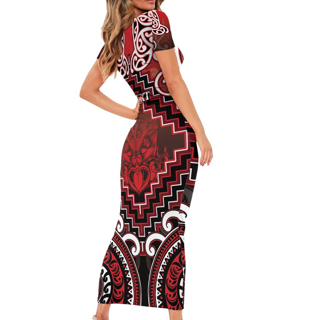 Personalised New Zealand Aotearoa Family Matching Short Sleeve Bodycon Dress and Hawaiian Shirt Te Reo Maori Ake Ake Ake LT05 - Polynesian Pride