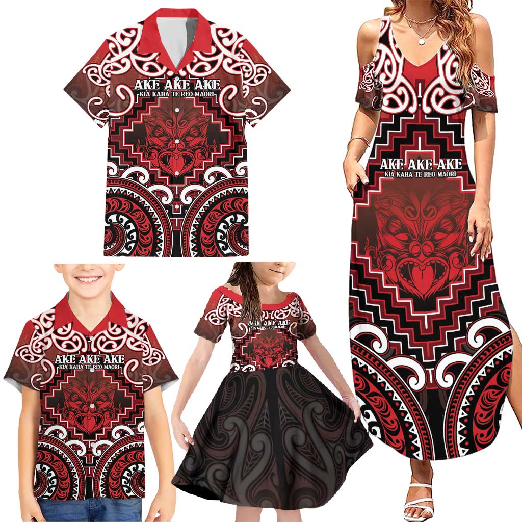 Personalised New Zealand Aotearoa Family Matching Summer Maxi Dress and Hawaiian Shirt Te Reo Maori Ake Ake Ake LT05 - Polynesian Pride