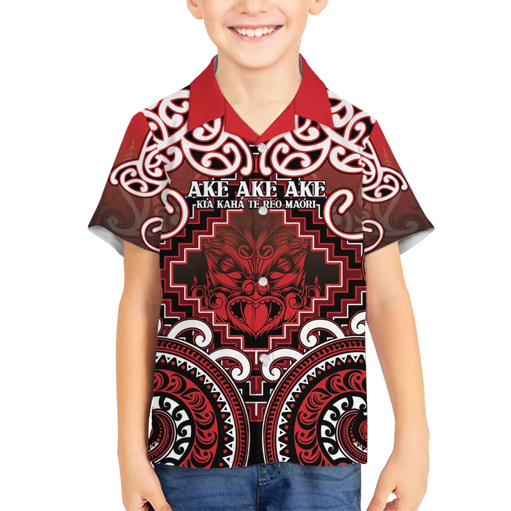 Personalised New Zealand Aotearoa Family Matching Summer Maxi Dress and Hawaiian Shirt Te Reo Maori Ake Ake Ake LT05 Son's Shirt Red - Polynesian Pride