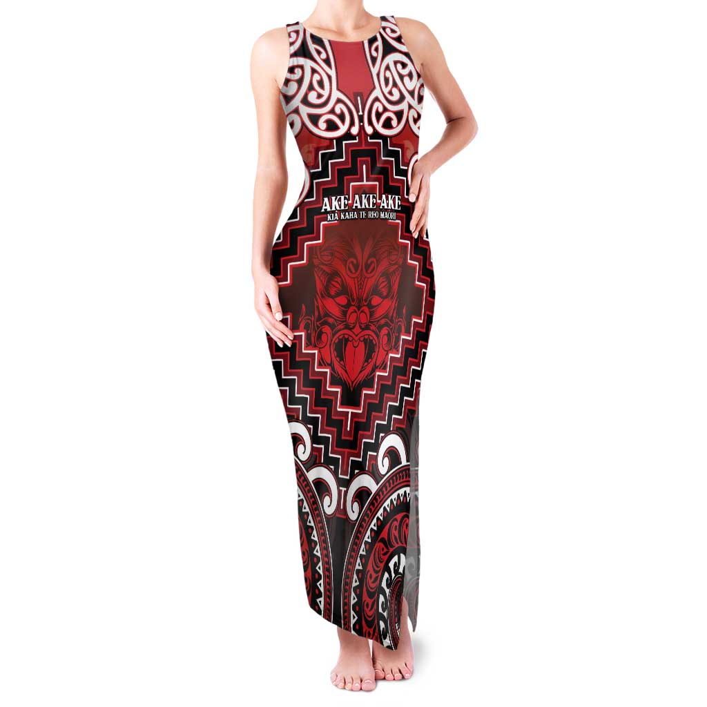 Personalised New Zealand Aotearoa Family Matching Tank Maxi Dress and Hawaiian Shirt Te Reo Maori Ake Ake Ake LT05 Mom's Dress Red - Polynesian Pride
