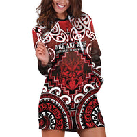 Personalised New Zealand Aotearoa Hoodie Dress Te Reo Maori Ake Ake Ake LT05 Red - Polynesian Pride