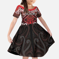 Personalised New Zealand Aotearoa Kid Short Sleeve Dress Te Reo Maori Ake Ake Ake LT05 KID Red - Polynesian Pride