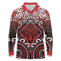 Personalised New Zealand Aotearoa Long Sleeve Polo Shirt Te Reo Maori Ake Ake Ake LT05 Red - Polynesian Pride