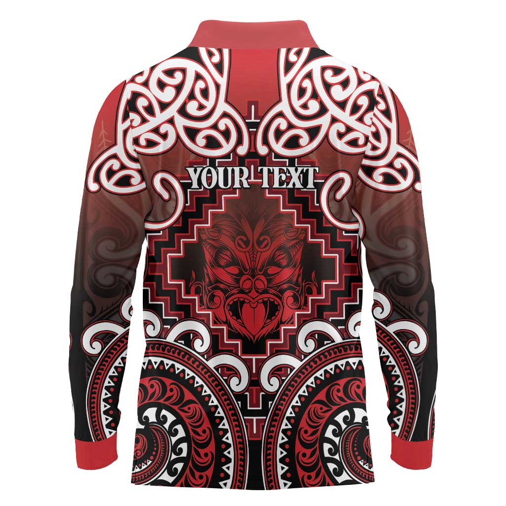 Personalised New Zealand Aotearoa Long Sleeve Polo Shirt Te Reo Maori Ake Ake Ake LT05 - Polynesian Pride