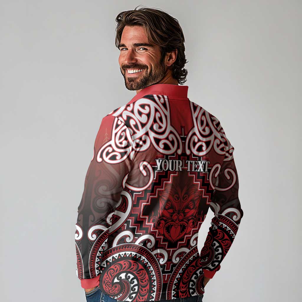 Personalised New Zealand Aotearoa Long Sleeve Polo Shirt Te Reo Maori Ake Ake Ake LT05 - Polynesian Pride