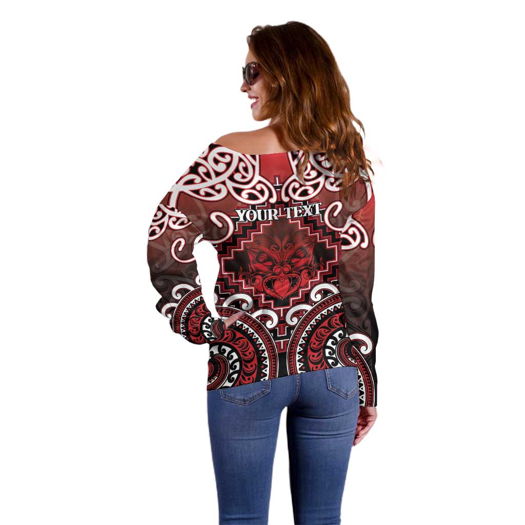 Personalised New Zealand Aotearoa Off Shoulder Sweater Te Reo Maori Ake Ake Ake - Polynesian Pride