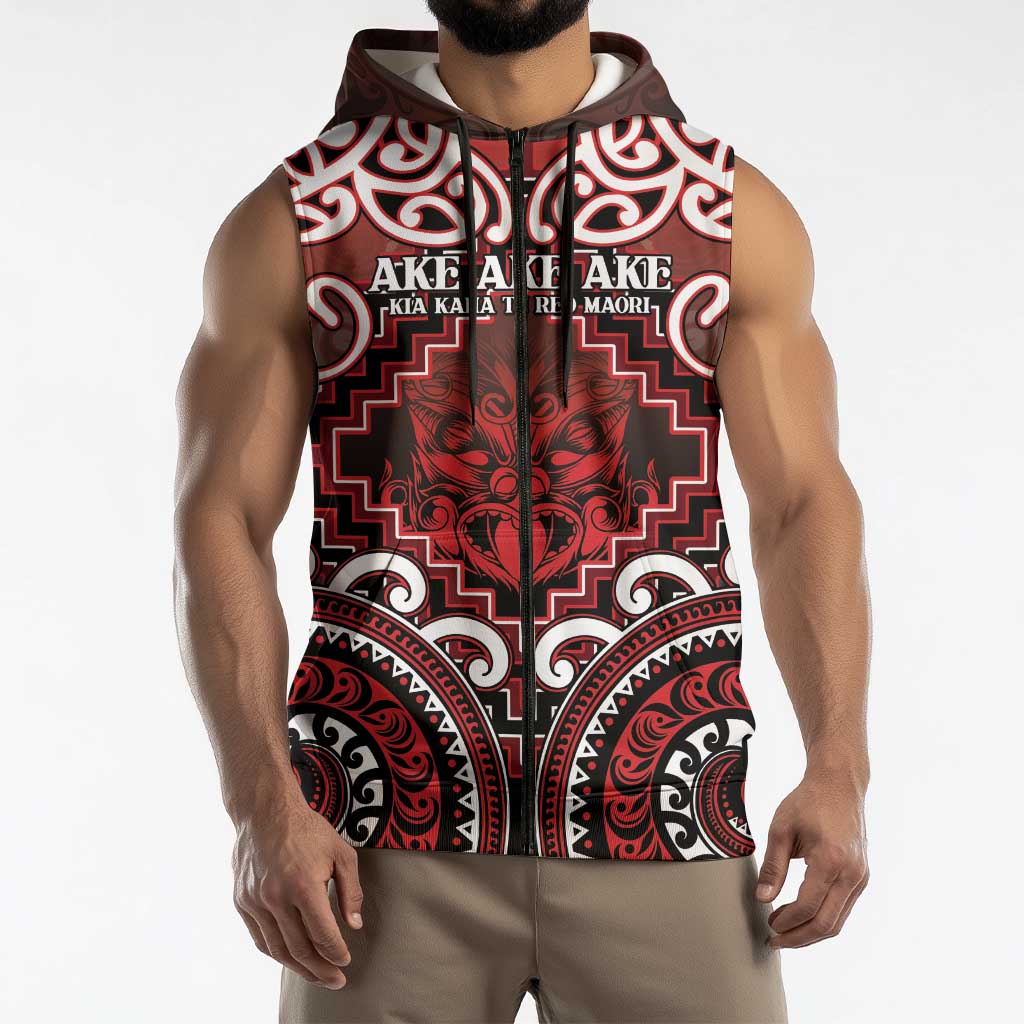 Personalised New Zealand Aotearoa Sleeveless Zip Hoodie Te Reo Maori Ake Ake Ake LT05 - Polynesian Pride