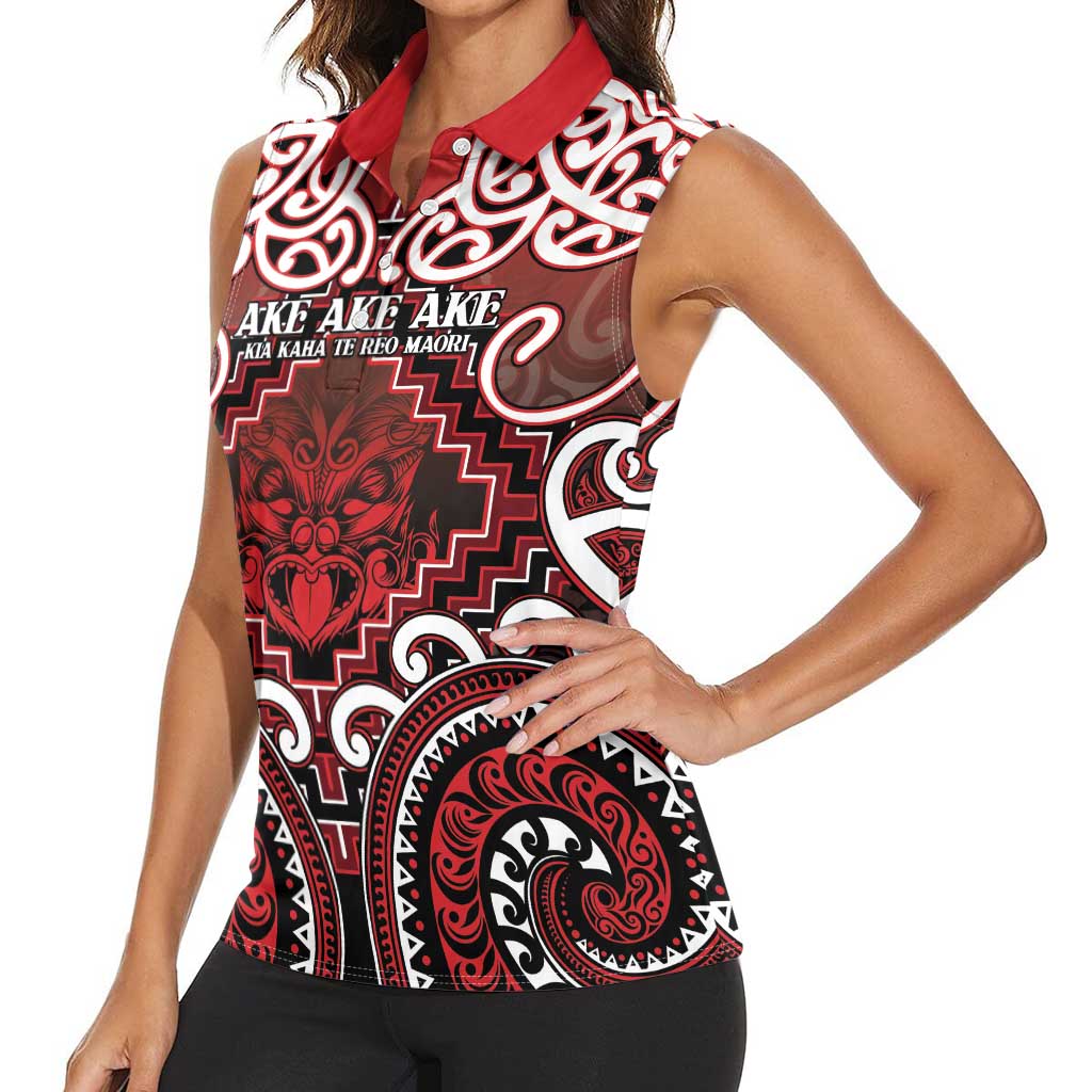 Personalised New Zealand Aotearoa Women Sleeveless Polo Shirt Te Reo Maori Ake Ake Ake LT05 - Polynesian Pride