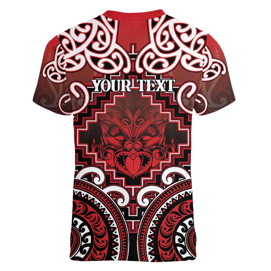 Personalised New Zealand Aotearoa Women V-Neck T-Shirt Te Reo Maori Ake Ake Ake LT05 - Polynesian Pride