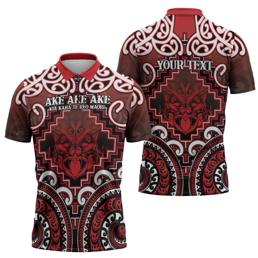 Personalised New Zealand Aotearoa Zipper Polo Shirt Te Reo Maori Ake Ake Ake LT05 - Polynesian Pride