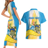 Personalised Tuvalu Independence Day Couples Matching Short Sleeve Bodycon Dress and Hawaiian Shirt Tuvalu Mo Te Atua LT05 - Polynesian Pride