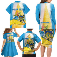 Personalised Tuvalu Independence Day Family Matching Long Sleeve Bodycon Dress and Hawaiian Shirt Tuvalu Mo Te Atua LT05 - Polynesian Pride