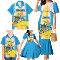 Personalised Tuvalu Independence Day Family Matching Mermaid Dress and Hawaiian Shirt Tuvalu Mo Te Atua LT05 - Polynesian Pride
