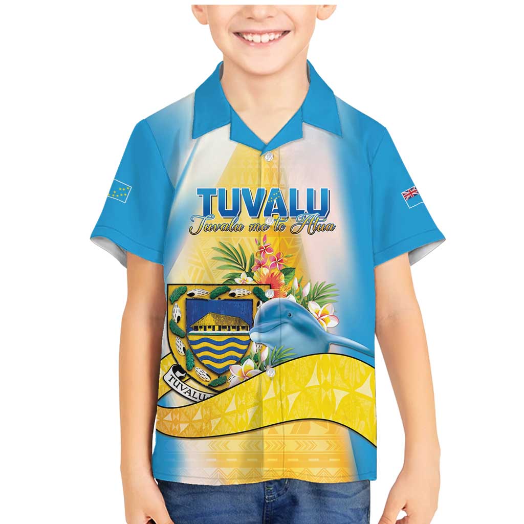 Personalised Tuvalu Independence Day Family Matching Mermaid Dress and Hawaiian Shirt Tuvalu Mo Te Atua LT05 Son's Shirt Yellow - Polynesian Pride