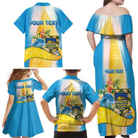 Personalised Tuvalu Independence Day Family Matching Off Shoulder Maxi Dress and Hawaiian Shirt Tuvalu Mo Te Atua LT05 - Polynesian Pride