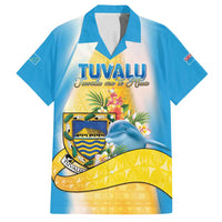 Personalised Tuvalu Independence Day Family Matching Off Shoulder Maxi Dress and Hawaiian Shirt Tuvalu Mo Te Atua LT05 Dad's Shirt - Short Sleeve Yellow - Polynesian Pride