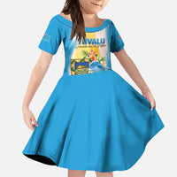 Personalised Tuvalu Independence Day Family Matching Summer Maxi Dress and Hawaiian Shirt Tuvalu Mo Te Atua LT05 Daughter's Dress Yellow - Polynesian Pride