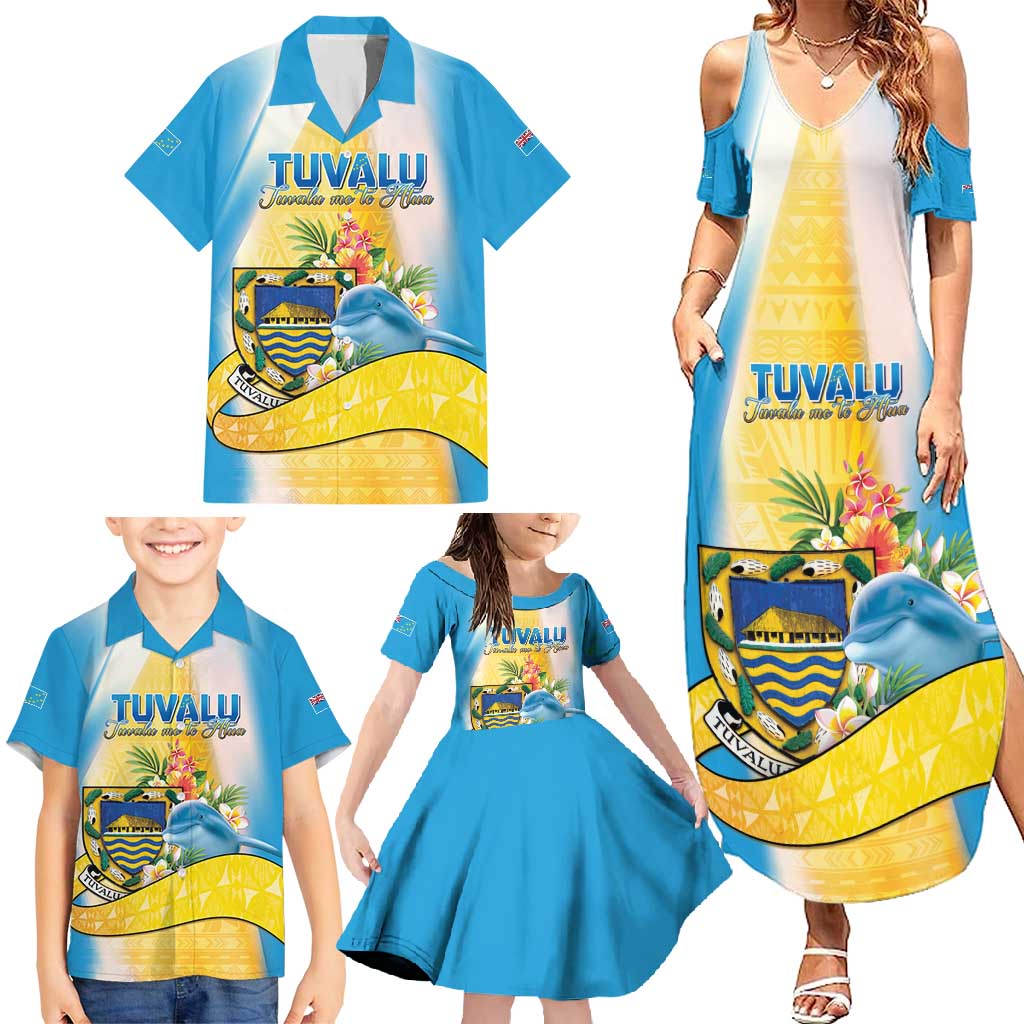 Personalised Tuvalu Independence Day Family Matching Summer Maxi Dress and Hawaiian Shirt Tuvalu Mo Te Atua LT05 - Polynesian Pride