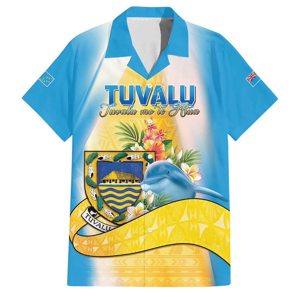 Personalised Tuvalu Independence Day Family Matching Summer Maxi Dress and Hawaiian Shirt Tuvalu Mo Te Atua LT05 Dad's Shirt - Short Sleeve Yellow - Polynesian Pride