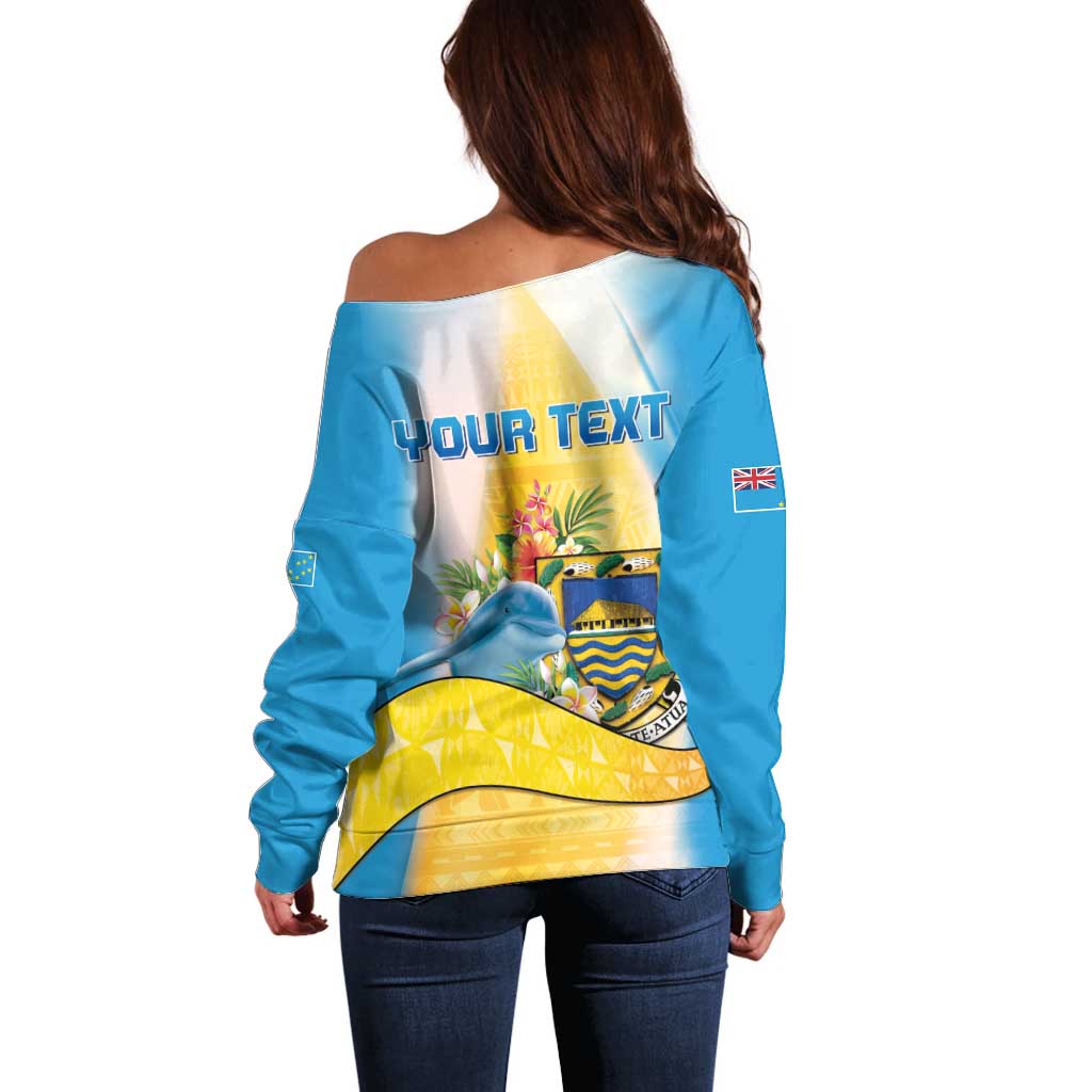 Personalised Tuvalu Independence Day Off Shoulder Sweater Tuvalu Mo Te Atua - Polynesian Pride