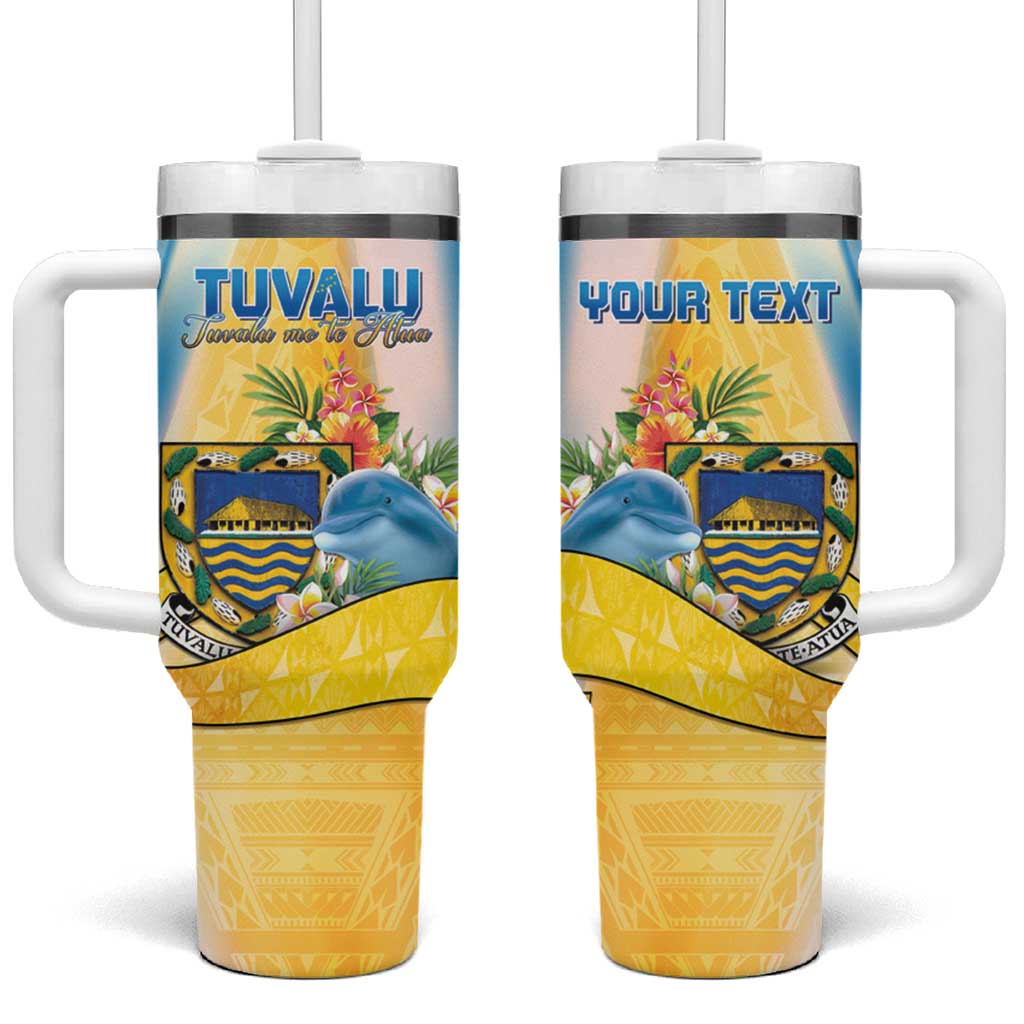 Personalised Tuvalu Independence Day Tumbler With Handle Tuvalu Mo Te Atua LT05 One Size: 40 oz Yellow - Polynesian Pride