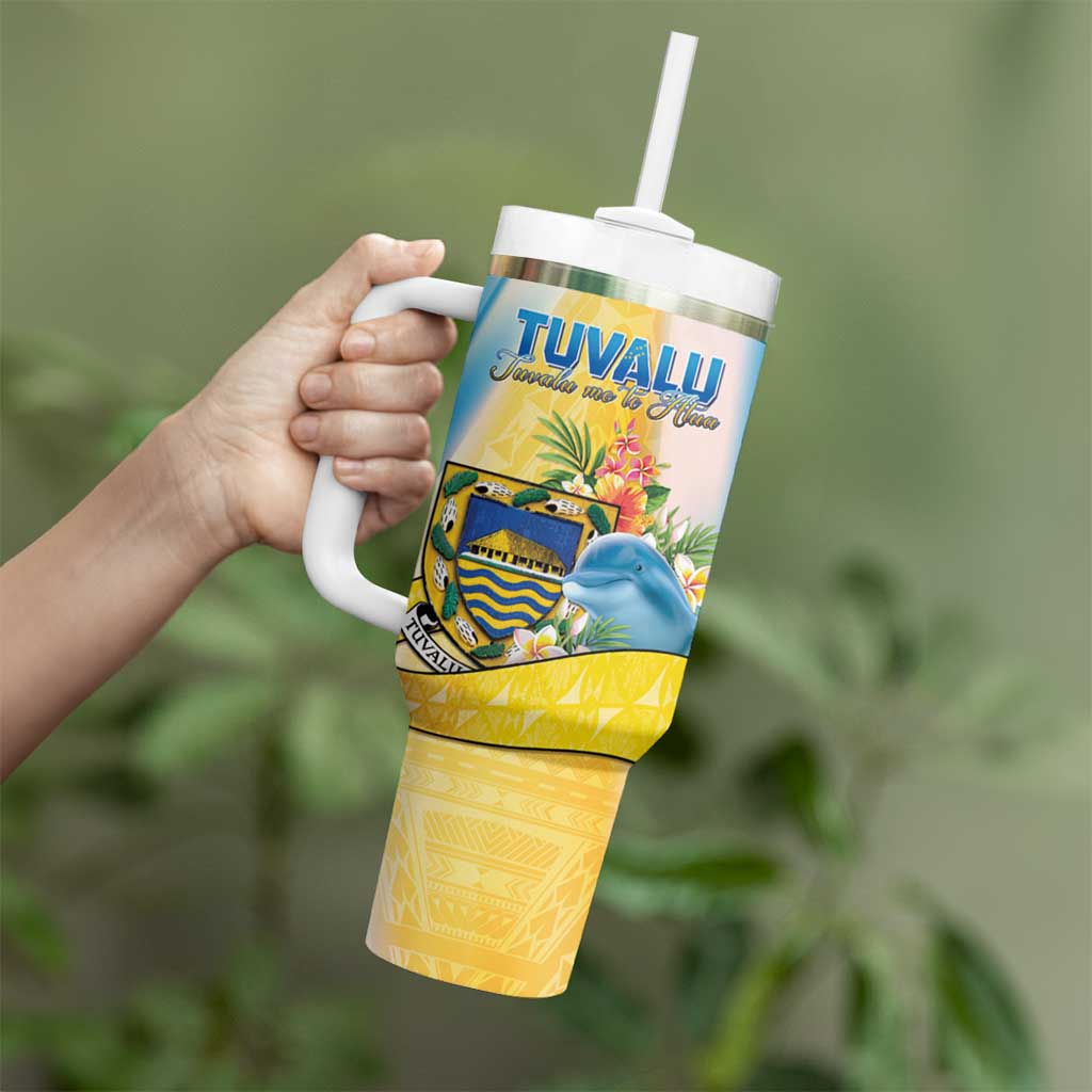 Personalised Tuvalu Independence Day Tumbler With Handle Tuvalu Mo Te Atua LT05 - Polynesian Pride