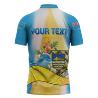 Personalised Tuvalu Independence Day Zipper Polo Shirt Tuvalu Mo Te Atua LT05 - Polynesian Pride